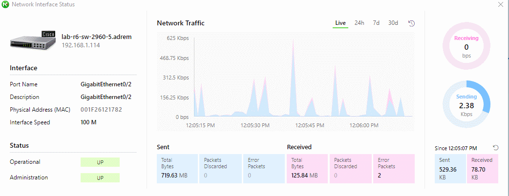 NetCrunch Live traffic